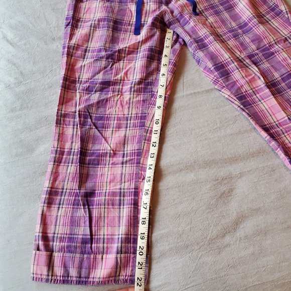 Gap Body XS Pink Plaid Elastic/Drawstring Waist, Loose Leg Capri PJ Pants - Picture 8 of 9